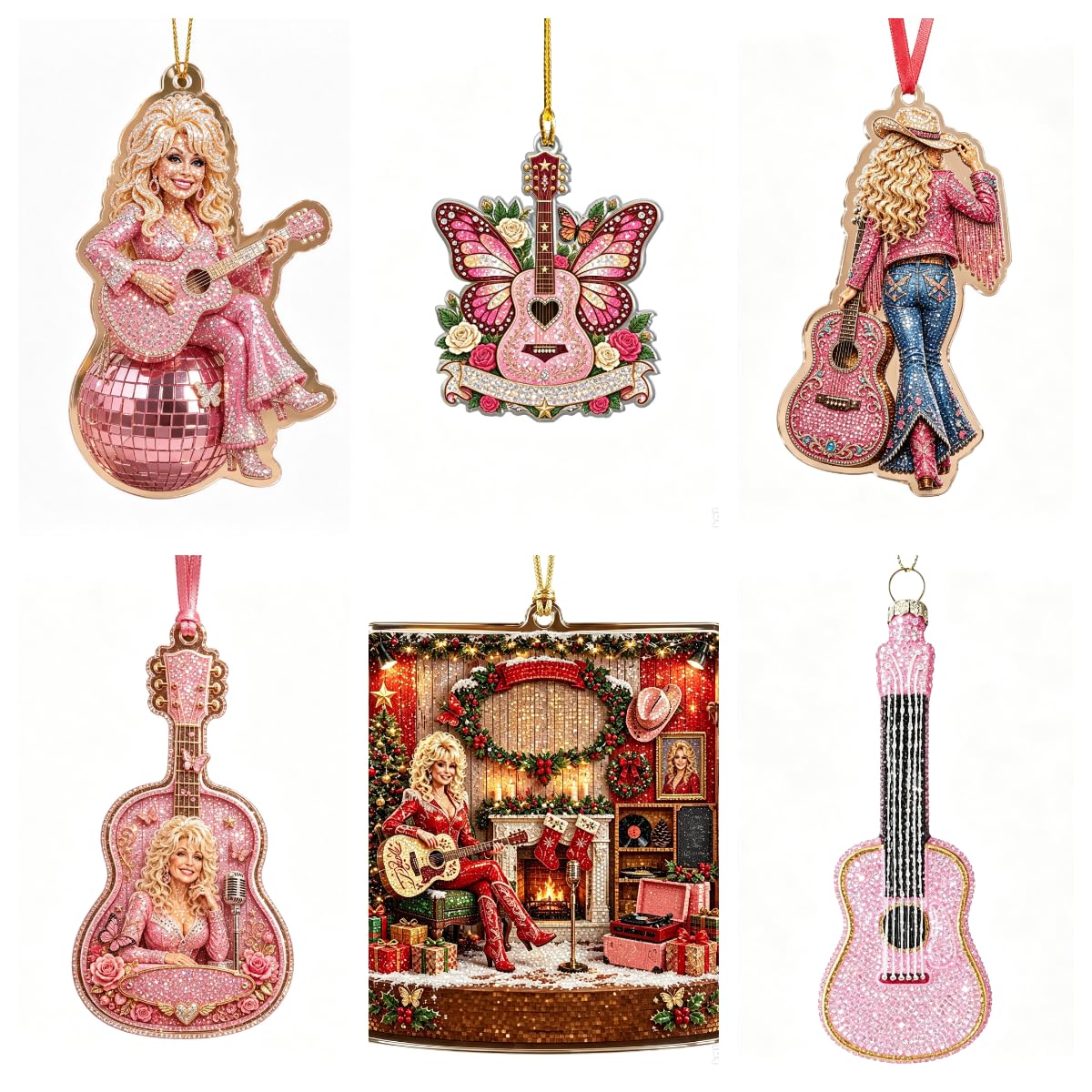 6PC Dolly Diamond Art Kits Memorial Parton Christmas Ornament 1946-2026 — image 1