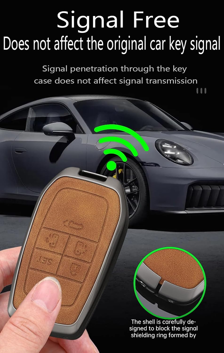 SANRILY Metal Leather 6 Button Smart Key Fob Cover Fit for Toyota Sienna 2022 2023 New Voxy Noah 90 Series Alphard Vellfire 30 Series Keyless Key Case with Keychain Brown