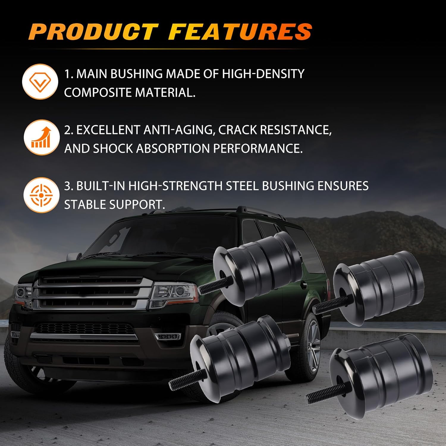 7L1Z1000155FA Body Mount Bushing Kit Upper Lower Body Mount Kit Compatible with Ford Expedition 2007-2017, Ford F-150 2009-2014, Lincoln Navigator 2007-2017 Replaces 7L1Z1000154FA