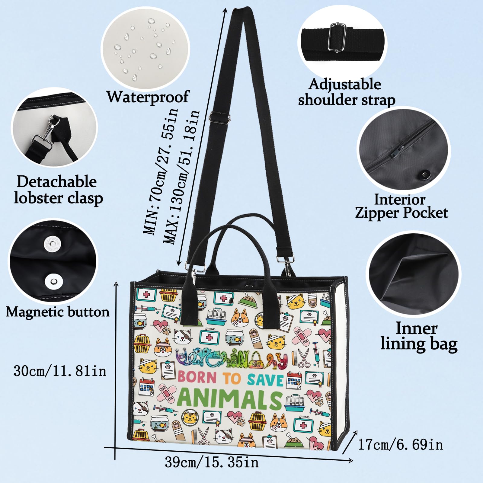 LEVLO Veterinarian Cosmetic Make Up Bag Veterinary Technician Gift Born To Save Animals Makeup Zipper Pouch Bag for Veterinarian Assistant Student Save Animals LT - Image 2