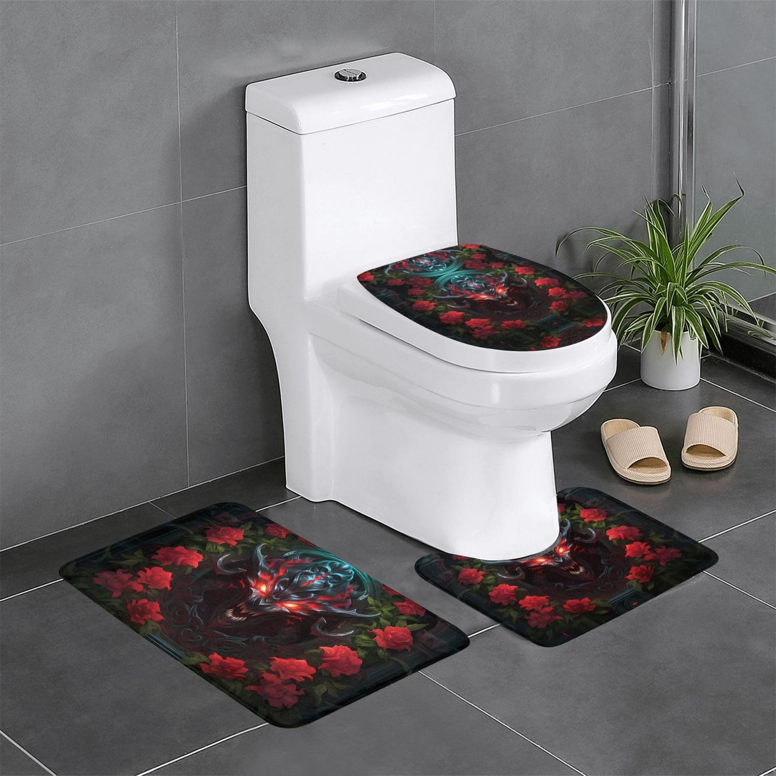 Tapis de salle de bain antidérapants WHJDPP lot de 3 pour toilettes et baignoire