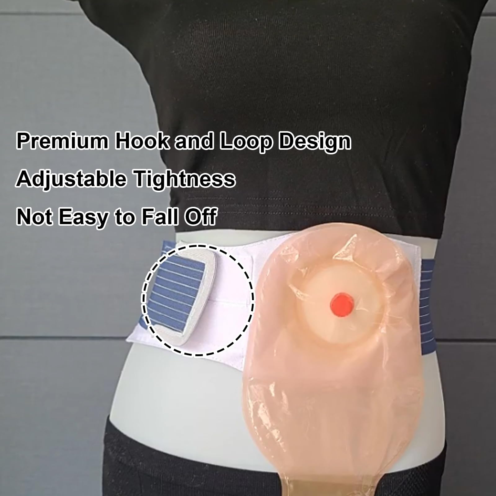 Cinturón Ostomía, Cinturón de Ostomía de Alta Elasticidad con Orificio de 7 Cm, Faja de Estoma Abdominal Ajustable, Reduce la Hernia Paraestomal y Refuerza las Bolsas(Large)