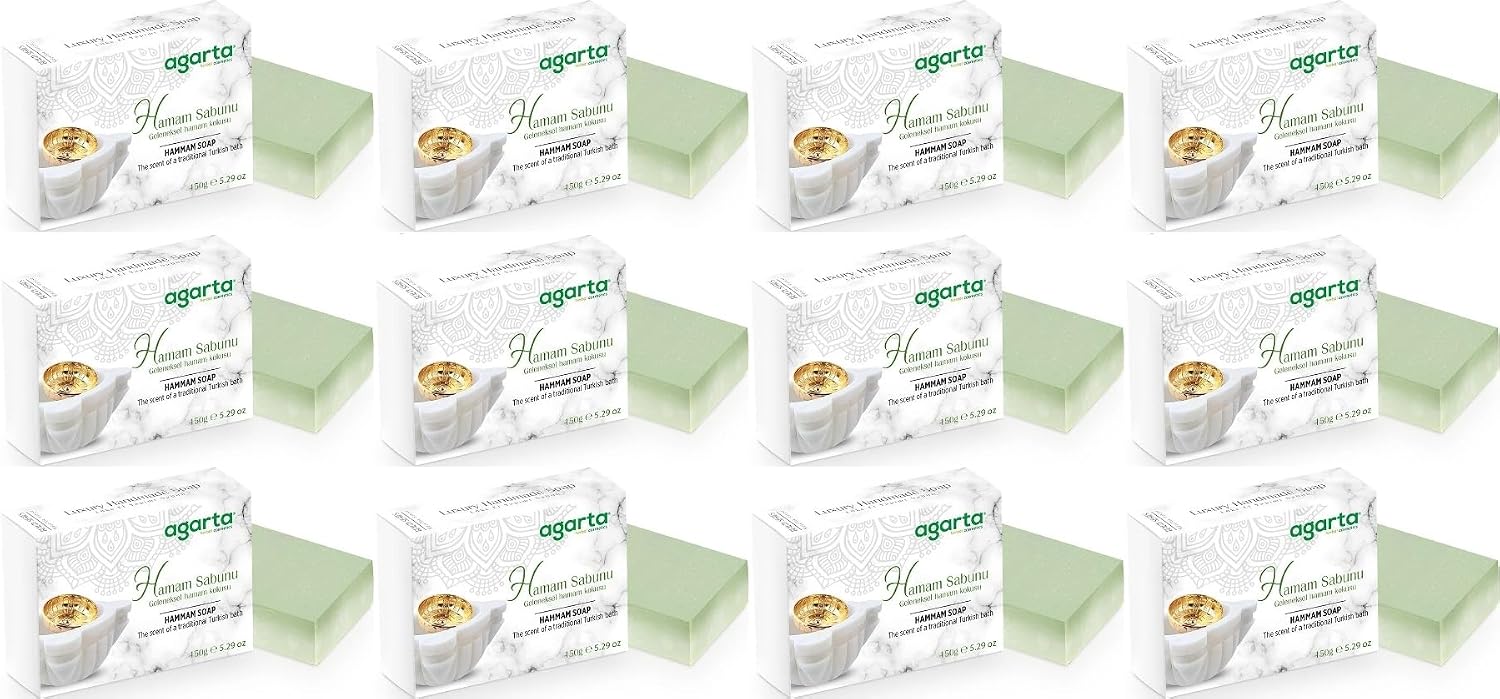 Agarta El Yapımı Doğal Hamam Sabunu, 150 Gr, Yeşil, 12'li Set