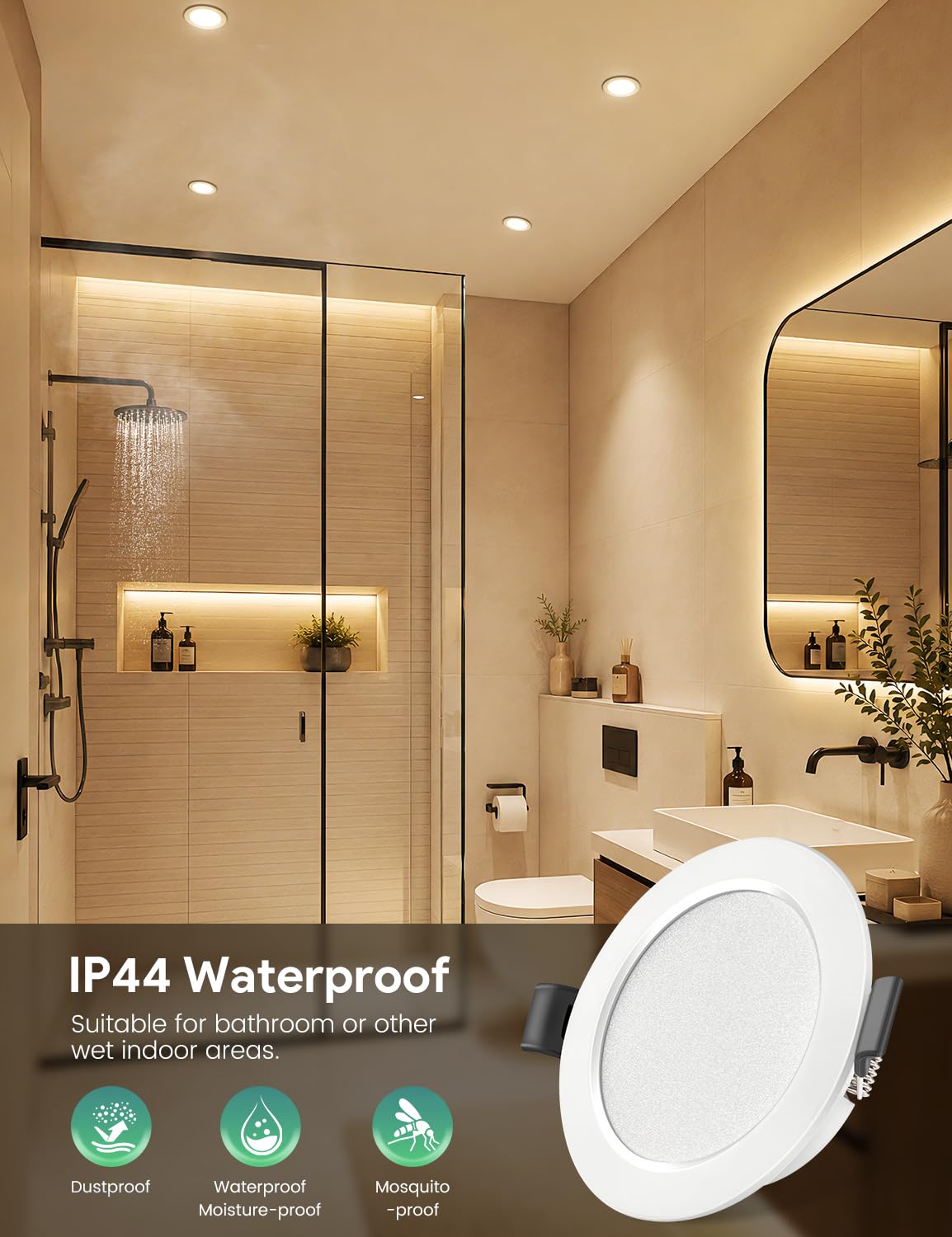 24 Faretti LED da Incasso, 5W Faretti LED da Incasso per Cartongesso | 450 Lumen IP44, AC 220 - 240V 25mm Luci Ultrasottili da Soffitto Bianco Caldo, Angolo a Fascio 120° Foro Incasso 68mm - 90mm