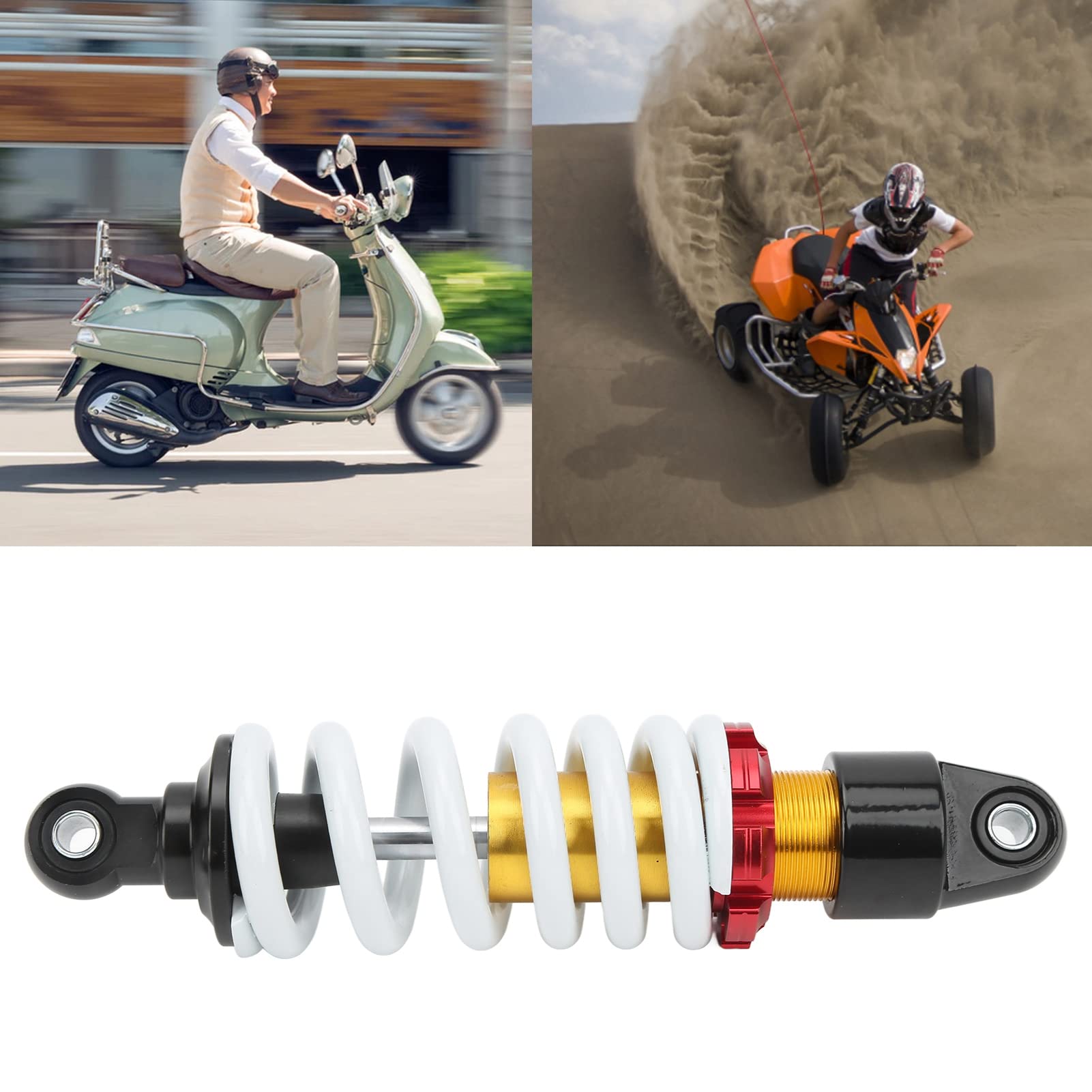 260mm Amortisseurs de Moto Suspension Arrière, Universel Amortisseur en Acier Aluminium, Ressort Hélicoïdal Réglable pour Motos, VTT, Scooters