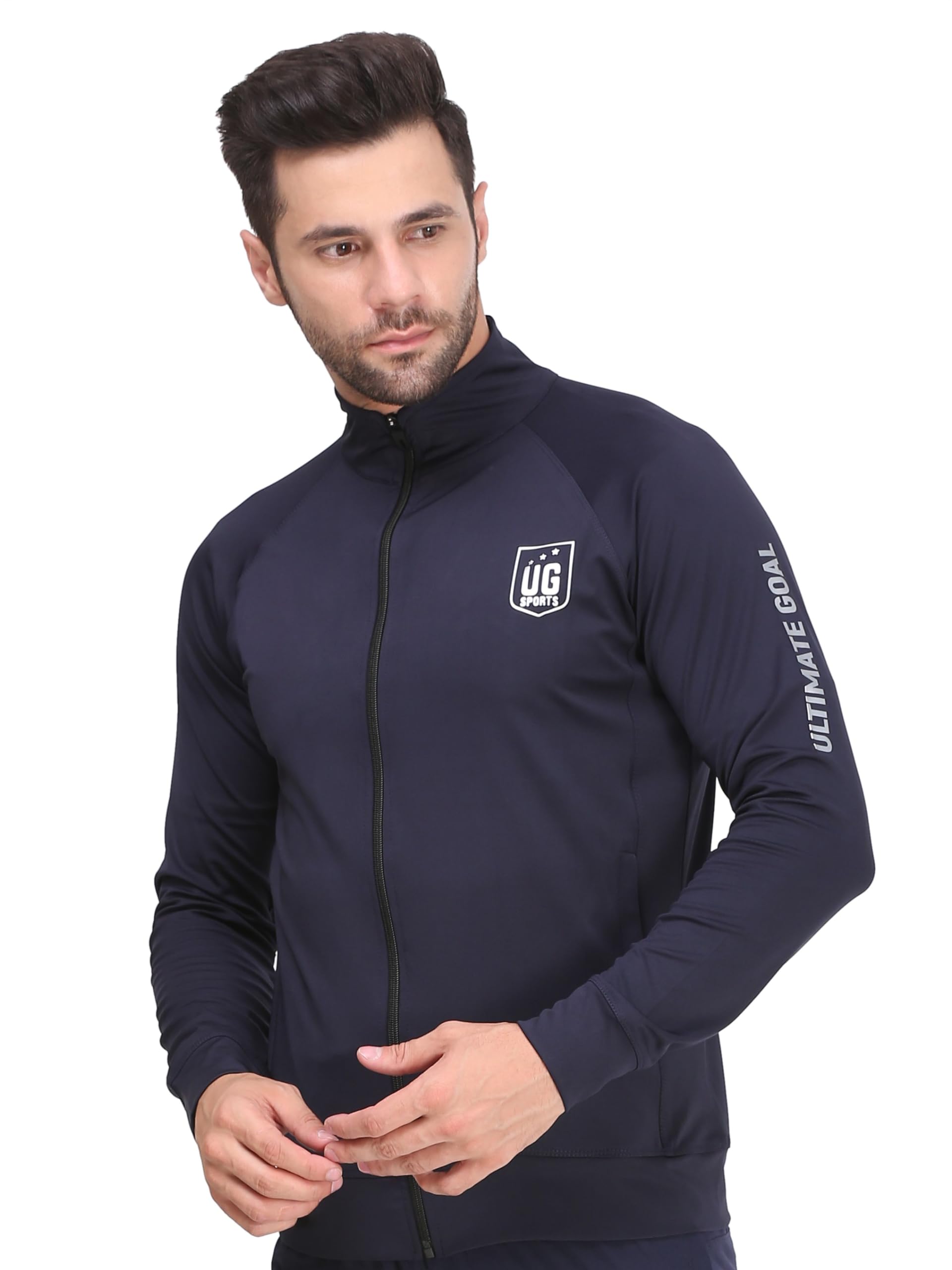 Ultimate Goal Sports Men's Regular Fit Sports Active-wear Jacket | High Neck Lightweight Polyester | Full Sleeve with Zipper Pocket-image-32