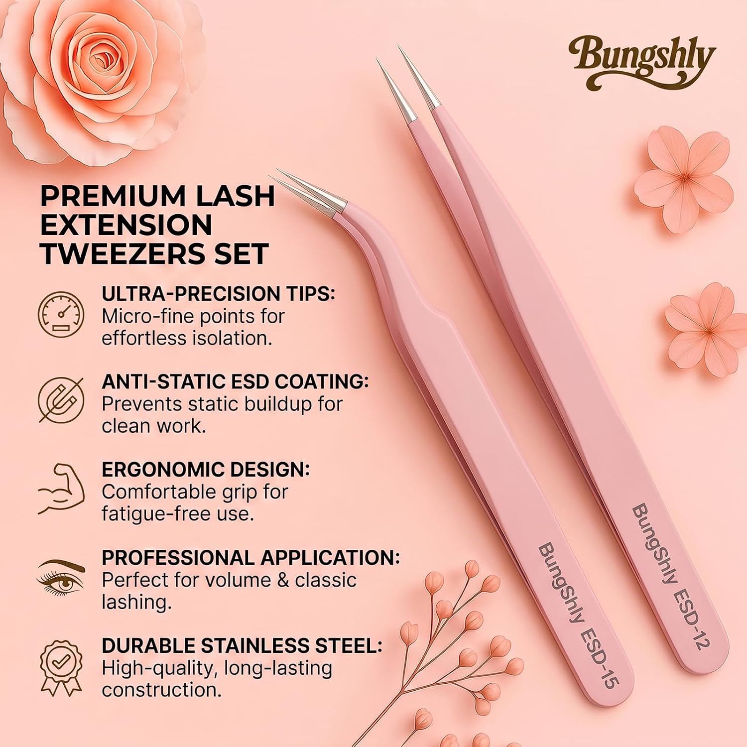 Pink Tweezers Set – Precision Rhinestone, Nail Sticker & Charm Tweezers for Nail Art, DIY Nail Art Tools for Stickers, Decals, Ideal for Gel Nails, Flower, Heart, and Fruit Designs