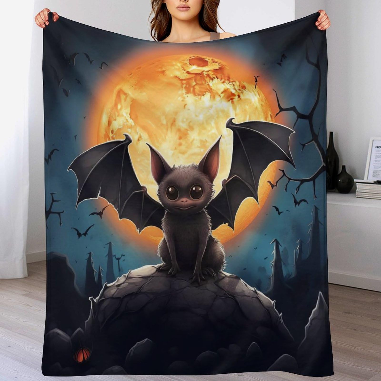 Couverture lit et canapé flannel chauve-souris thermique lavable en machine 180x200