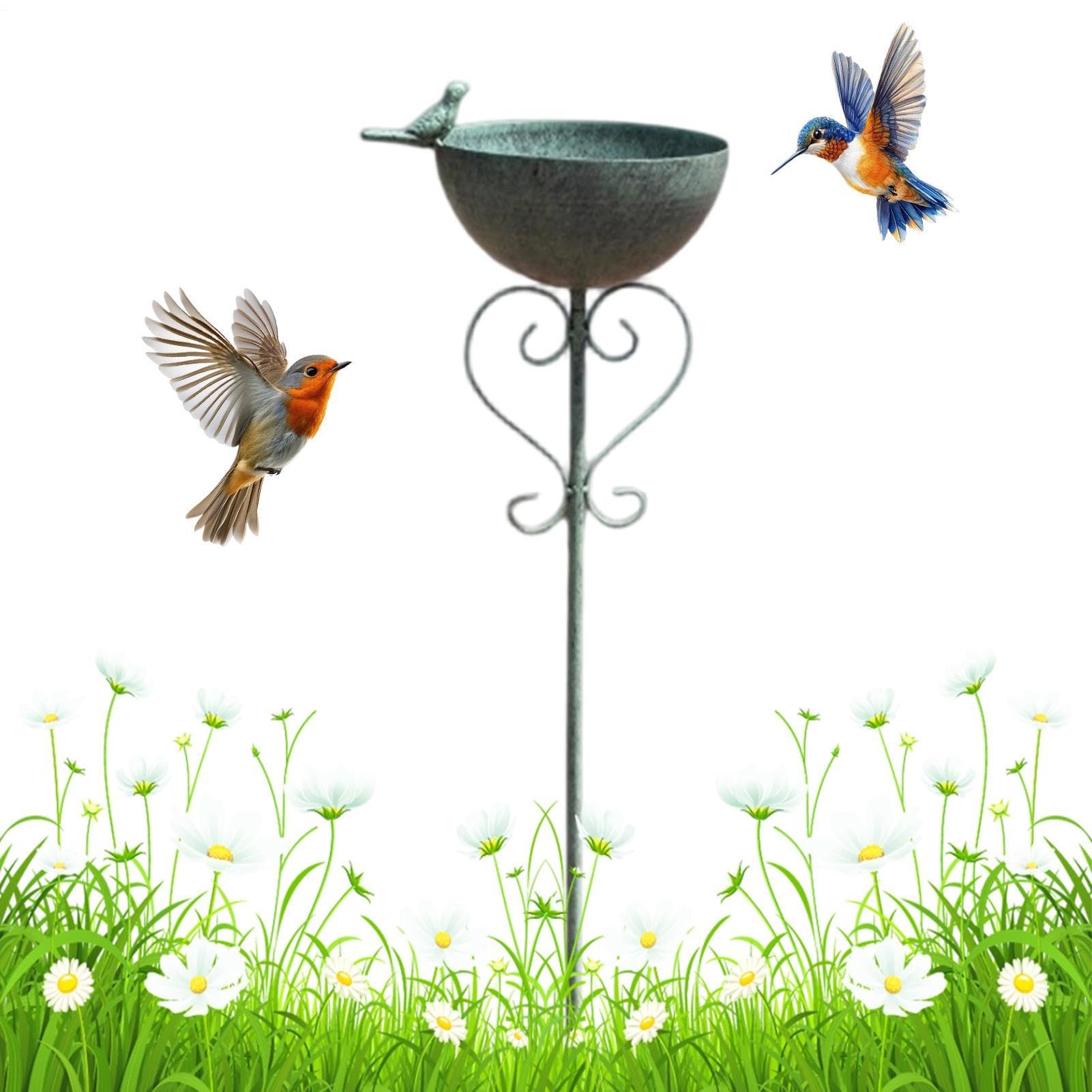 Bains d'oiseaux d'extérieur Vintage En Fer Antirouille Collector | Bain d'oiseau en métal Pour jardin, arrière-cour, cour, maison, parc, aménagement paysager, animaux, volière,