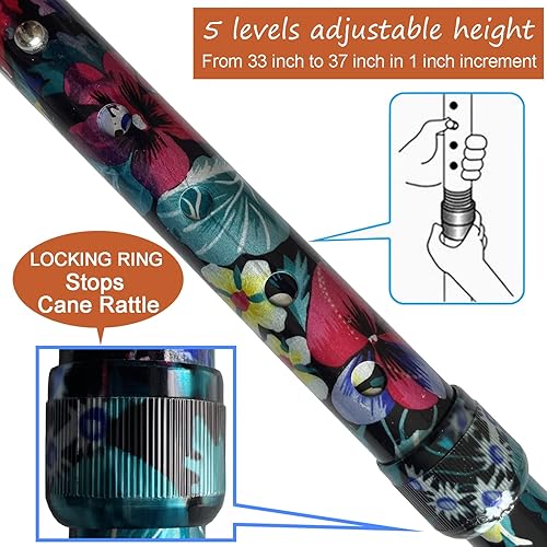 Miniatura 3 de Bastón plegable impreso, bastón ajustable para mujer, bastón plegable, bastón plegable para hombres, bastones para personas mayores, bastón