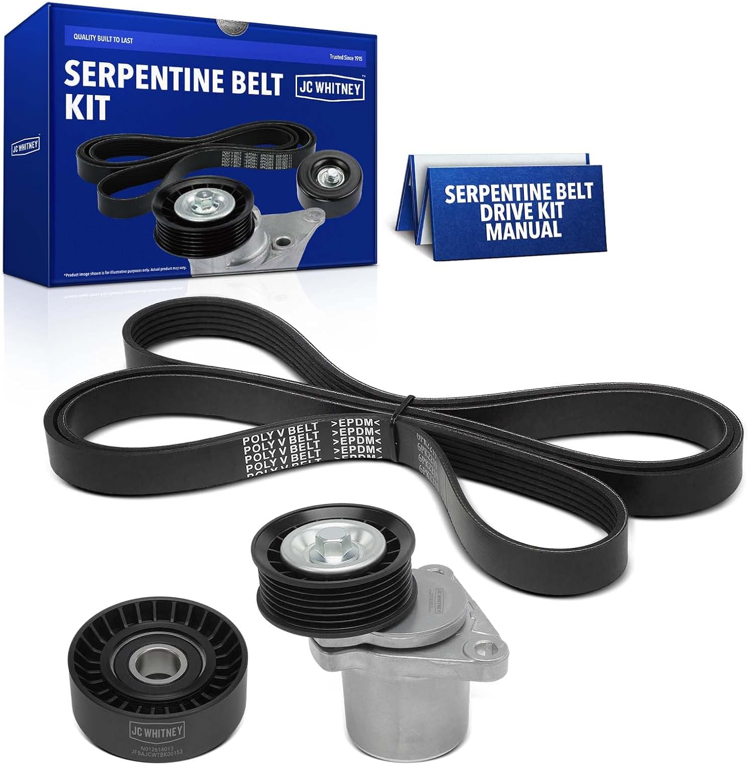 JC Whitney JFBAJCWTBK00153 Engine Serpentine Drive Belt Kit - Compatible with Ford Focus 2007-2011, Transit Connect 2010-2013 - 2.0L