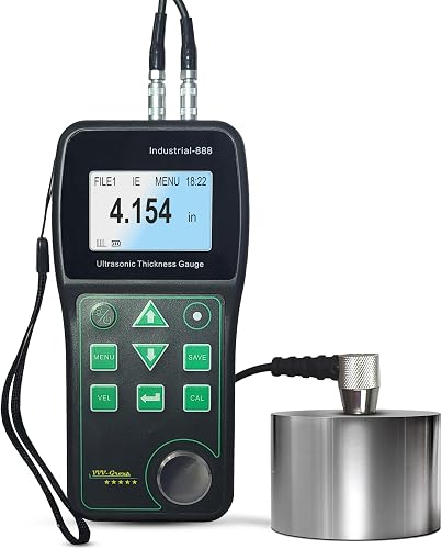 Ultrasonic Thickness Gauge Industrial-888 – Echo-Echo Through Coating up to 19.7 mils (500 μm), Pulse-Echo for Cast Iron, VERI Metal Test, NDT Thickness Meter 0.039–19.685 in