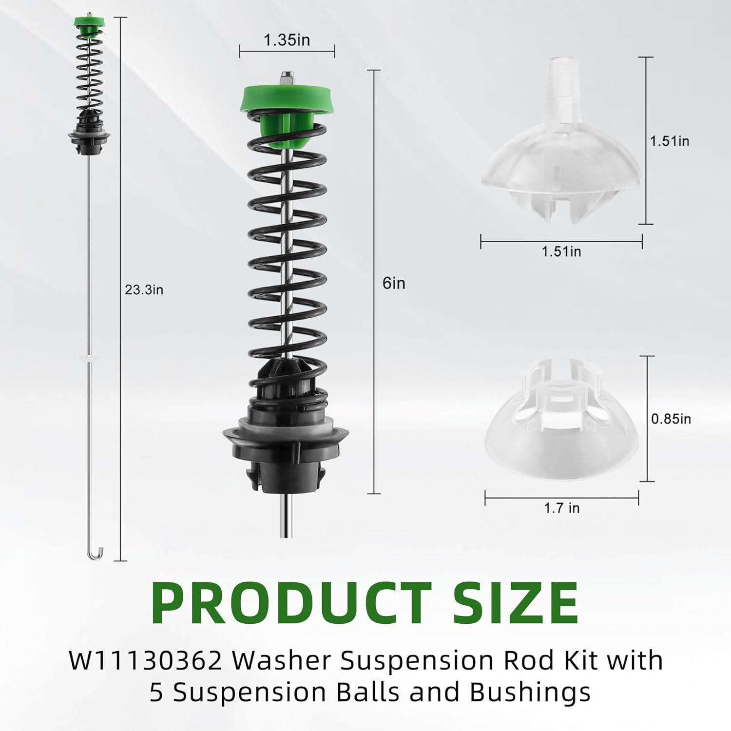 Upgraded Washer Suspension Rod Kit Replacement, Fit for Whirl/pool May/tag Ken/more Washers - Stops Excessive Shaking, Replaces W11130362 W10594080 - Fits WTW5000DW2 MVWC565FW2 MVWX655DW1 by AMI PARTS