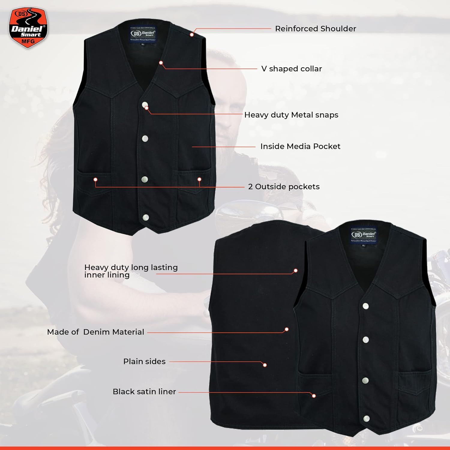 Daniel Smart Kids Jean Vest - Premium Quality Denim Vest Kids with Unique V Neck Design and Multiple Pockets