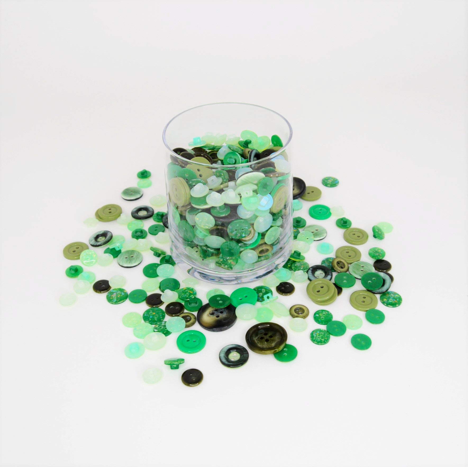 Trimz Assorted Shapes & Sized Buttons 250g, Green