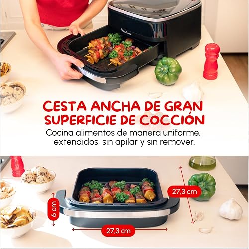 Moulinex Air Fryer, Extra Large Cooking Area, Large Basket, Up to 1 kg of French Fries, Compact Design, Extra-Crisp Technology, Port, Black, Easy Fry XL Surface, AL4018F0 - 4