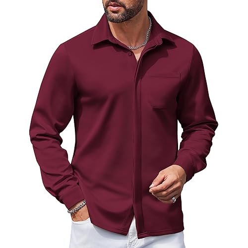 COOFANDY Men's Long Sleeve Wrinkle Free Shirts Casual Button Down Shirts Untucked Dress Shirt