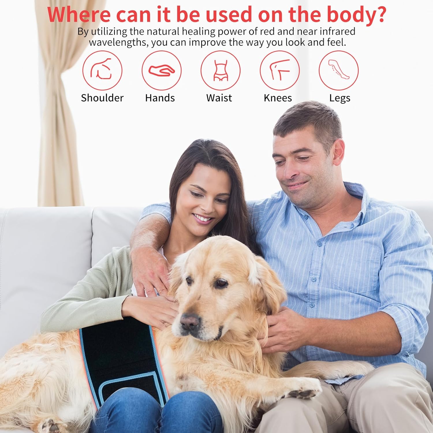 Red & Infrared Light Therapy Belt for Pain Relief Flexible Wearable Wrap Deep Therapy Pad with Timer for Back Shoulder Joints Muscle Pain