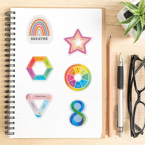 Miniatura 8 de Juego de 36 calcomanías calmantes para la ansiedad, calcomanías sensoriales de tira, 12 estilos táctiles ásperas texturizadas con fuerte adhesivo en