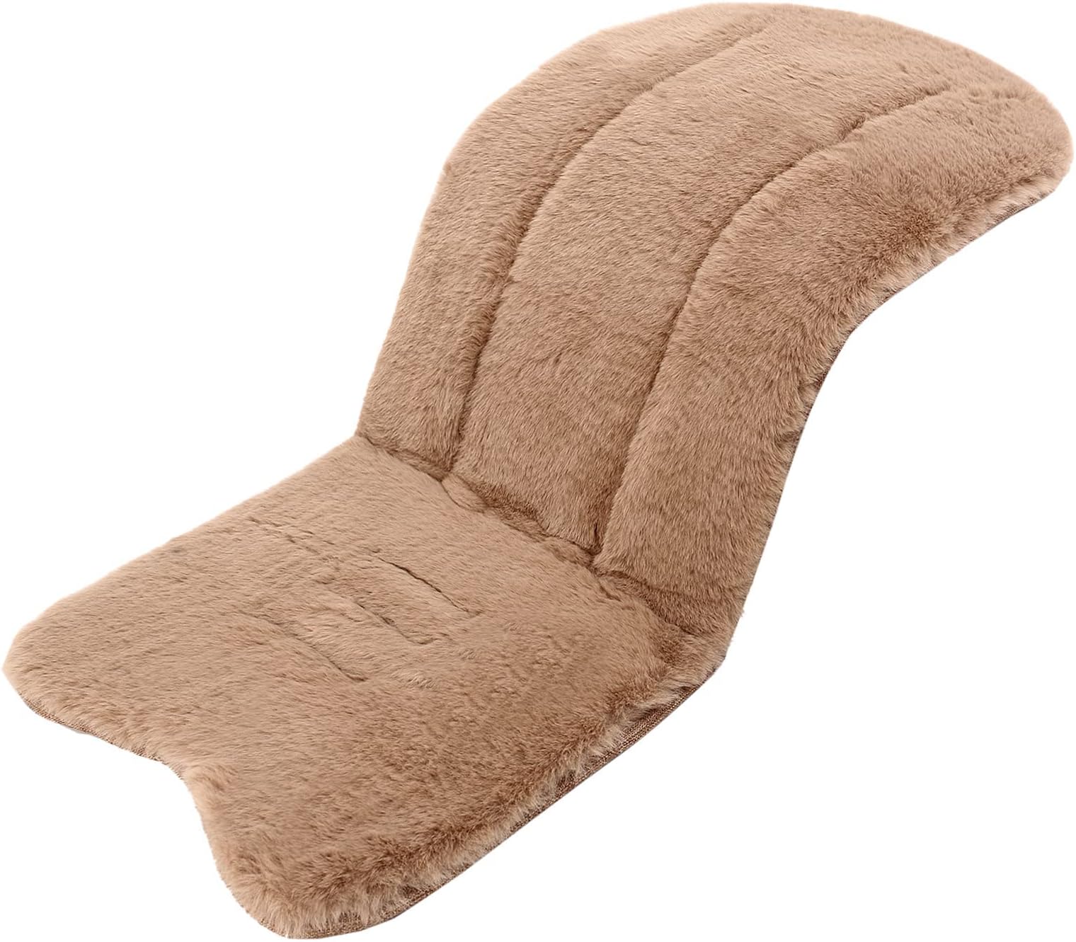 Baby Stroller Cushion Winter Warm Stroller Seat Liners 78 x 35cm Breathable Universal Newborn Carriage Cushion Faux Sheepskin Soothing Silky Soft Baby Seat Pad Liner for Stroller (Bean Paste)