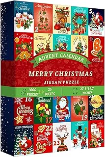 Rompecabezas de Adviento de Navidad | Rompecabezas de Adviento para adultos, calendario de cuenta regresiva de Navidad vintage | Calendario de Adviento de 25 días de cuenta regresiva de invierno para