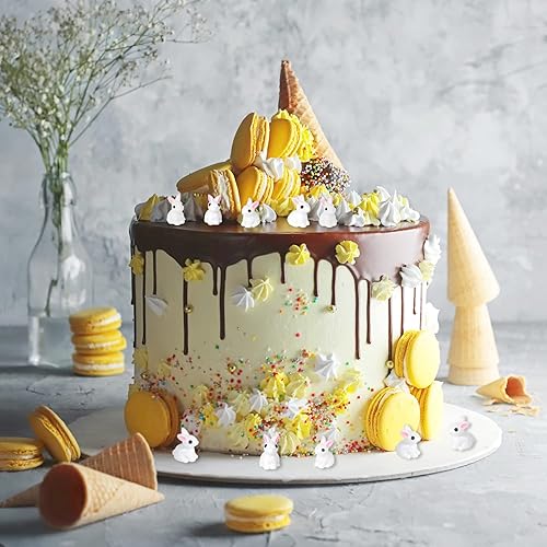 Miniatura 5 de KIMOBER 50 figuras miniatura de conejito en miniatura, figuras de conejo de resina blanca para jardín de hadas, rellenos de huevos de Pascua,