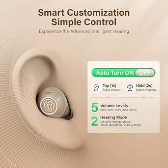 OTC Invisible Hearing Aids for Seniors, Rechargeable Hearing Amplifier for Adults, In-Ear Design with Noise Cancelling & High-Fidelity Sound, 5 Volume Control and Touch Controls for Hearing Loss