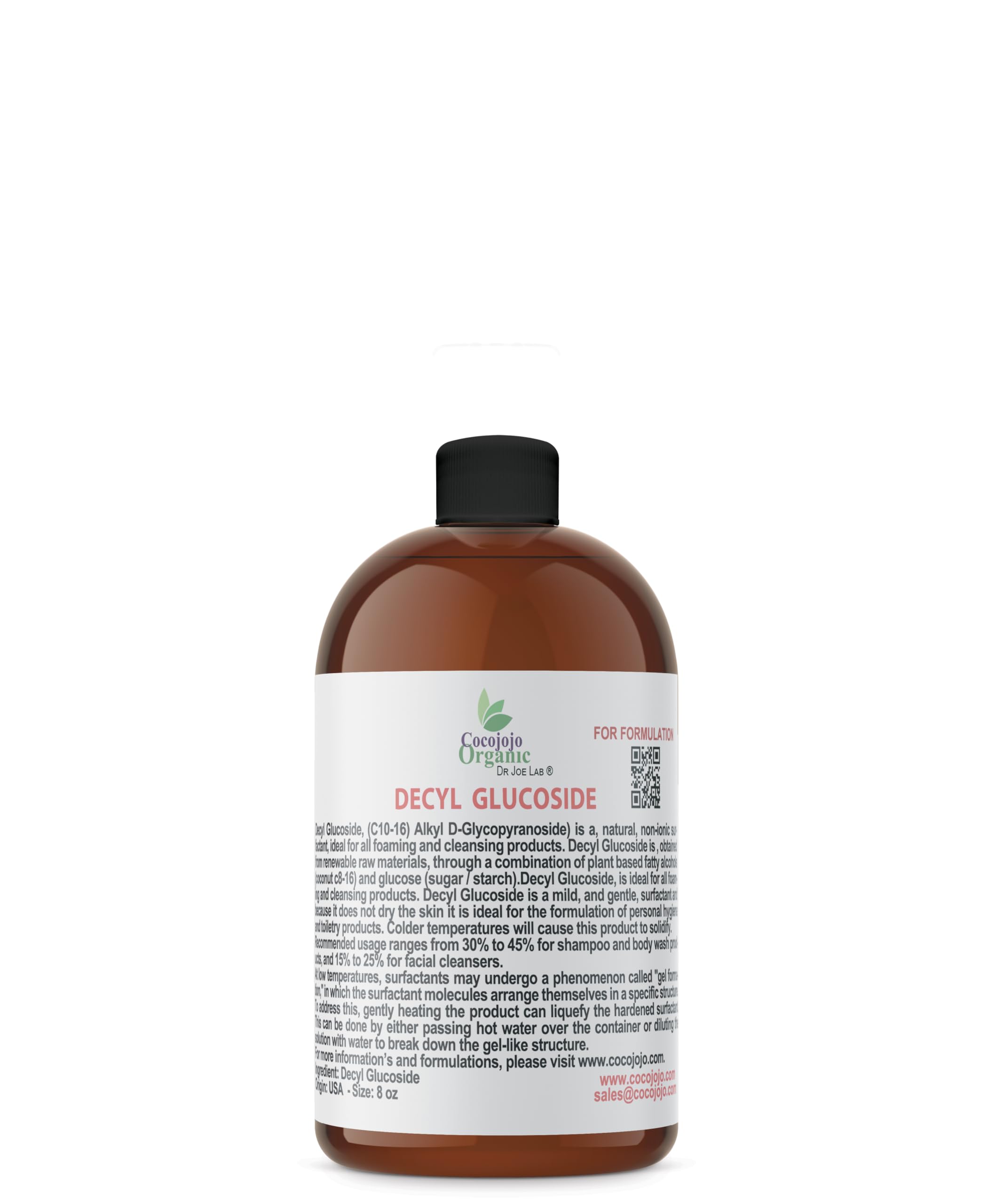 Dr Joe Lab Decyl Glucoside Natural Surfactant - Surfactants for Soap Making, Lauryl Glucoside, DIY Shower Gel, Skin Care, Body and Face Wash, Plant Derived, Natural - 8 Oz