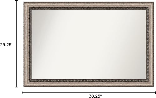 Miniatura 6 de Amanti Art Silver Bathroom Mirror for Over Sink, 25x38 Custom Made Lyla Ornate Silver Rectangle Vanity Mirror, Large Traditional Wood Frame, Hangs