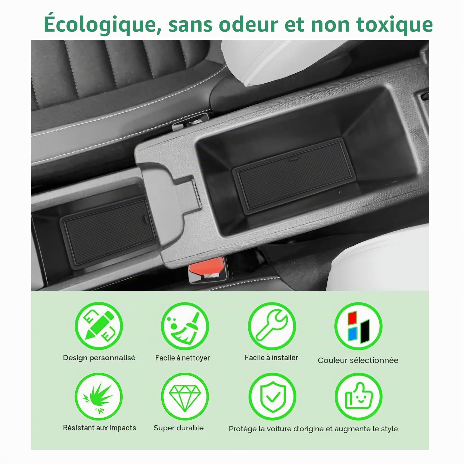 GAFAT Compatible avec Citroën C3 Aircross 2025 2026 2027 e-C3 Aircross EV (Frein Électronique) Tapis Antidérapants, Accessoires Tapis en Caoutchouc pour Console Centrale, Couture de Porte (Noir)