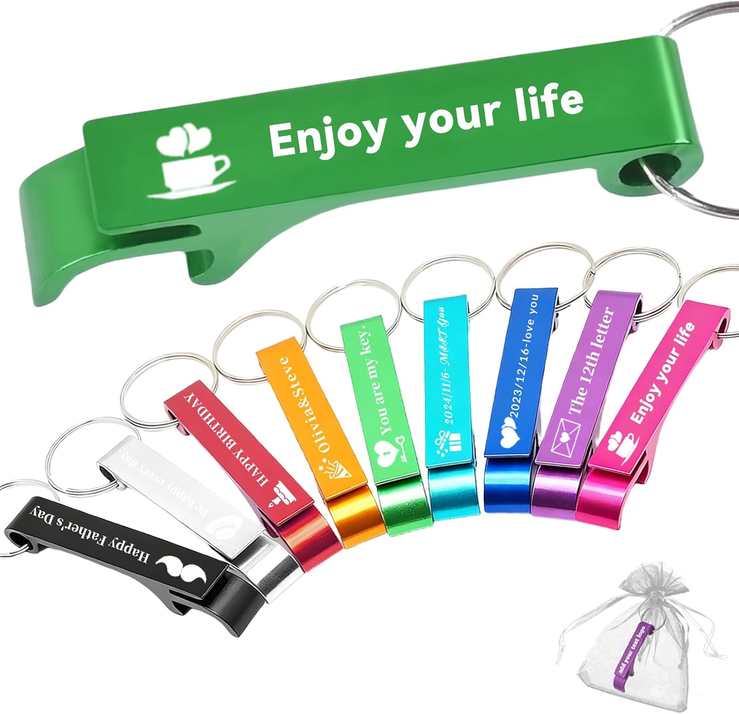 10-500pcs Personalized Bottle Opener Keychain Bulk,Custom Engraved Text/Logo, Wedding Favors, Party Gifts for Guests, Bar, Graduation, Christmas