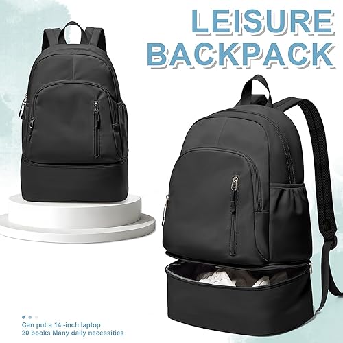 Miniatura 7 de Mochila de gimnasio, mochila de separación seca y húmeda con bolsillo húmedo, bolsa deportiva con compartimento para zapatos, para entrenamiento,