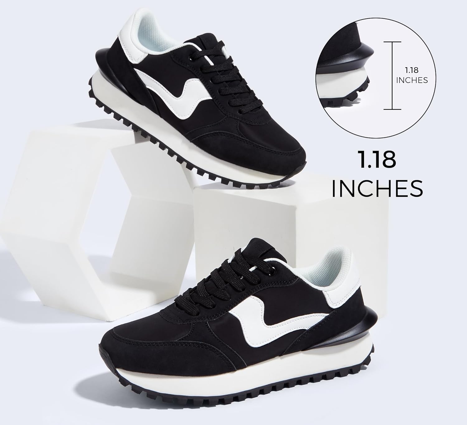 LUCKY STEP Women's Platform Fashion Sneakers Tennis Retro Walking Casual Trainers Stylish Durable Deluxe Skate Running Shoes - Image 5