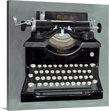 CANVAS ON DEMAND Classic Typewriter Canvas Wall Art Print by Avery Tillmon, Traditional, Retro, Home Decor, Artwork,16" x16in