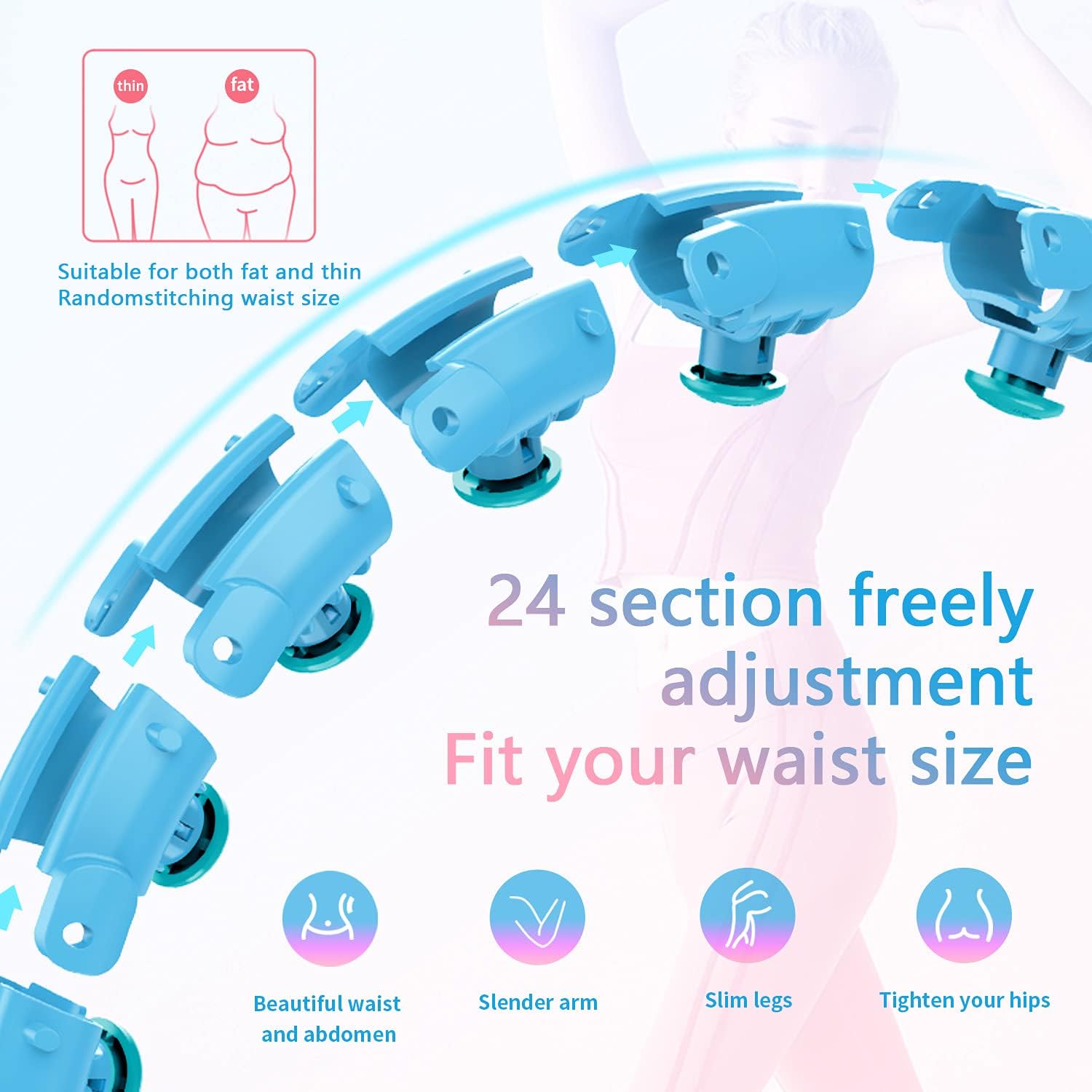 SHARKS Box Weighted Hoola Hoop for Adults, 24 Detachable Knots Adjustable Size Hoops, Fitness Weight Loss Massage Pilates Circles for Adults and Kids (Blue) : Sports & Outdoors