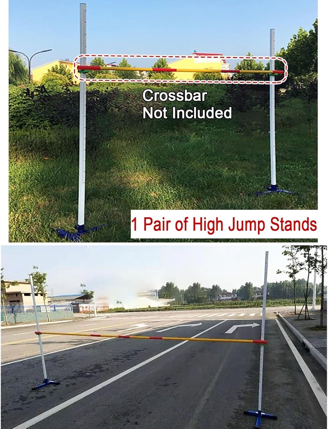 HOFSSI Commercial Portable Training High Jump Stand, Light Weight Steel Competition High Jump Standard, Athletics Events Track and Field High Jump Tester, 50-200cm Height Adjustable