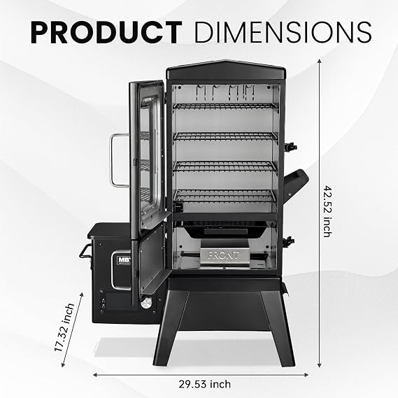 Pellet Smoker with Cover, Electric Wood Pellet Smoker Grill With Meat Probe and Hook, 616 Sq in Cooking Area LED Display Temperature Control, Outdoor Cooking, Patio, Garden Barbecue, (6.15)