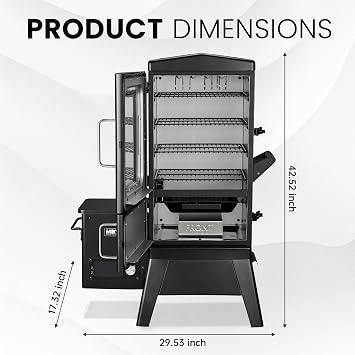 Pellet Smoker with Cover, Electric Wood Pellet Smoker Grill With Meat Probe and Hook, 616 Sq in Cooking Area LED Display Temperature Control, Outdoor Cooking, Patio, Garden Barbecue, (6.15)