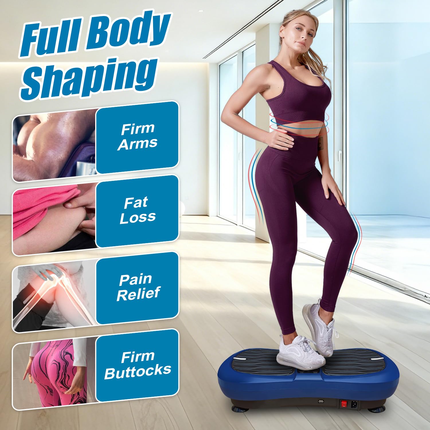 Vibrationsplatte - Rüttelplatte Sport für Zuhause - 99 Intensitätsstufen - 5 Trainingsprogramme - Vibrationsboard für Ganzkörpertraining, Muskelaufbau, Bluetooth Lautsprecher, 120KG Tragkraft