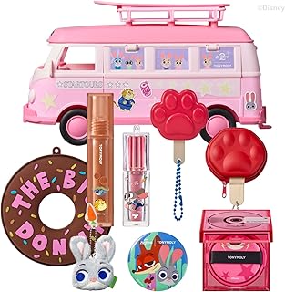 TONYMOLY × Disney Zootopia メイクアップバスセット (5点フルセット) | 限定収納ケース付き | 24時間持続クッション/8色パレット/リップ3種 | 公式コラボコスメ