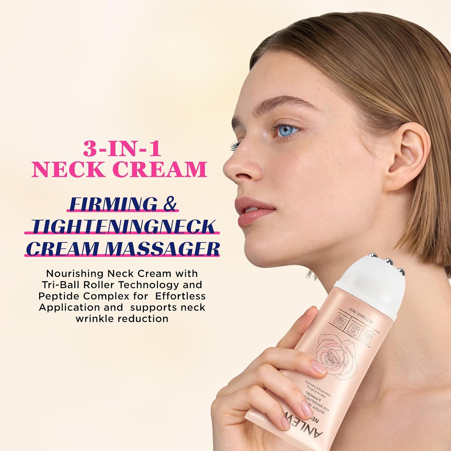 Camellia Neck Firming Cream with Massage Roller - Anti-Aging image 5