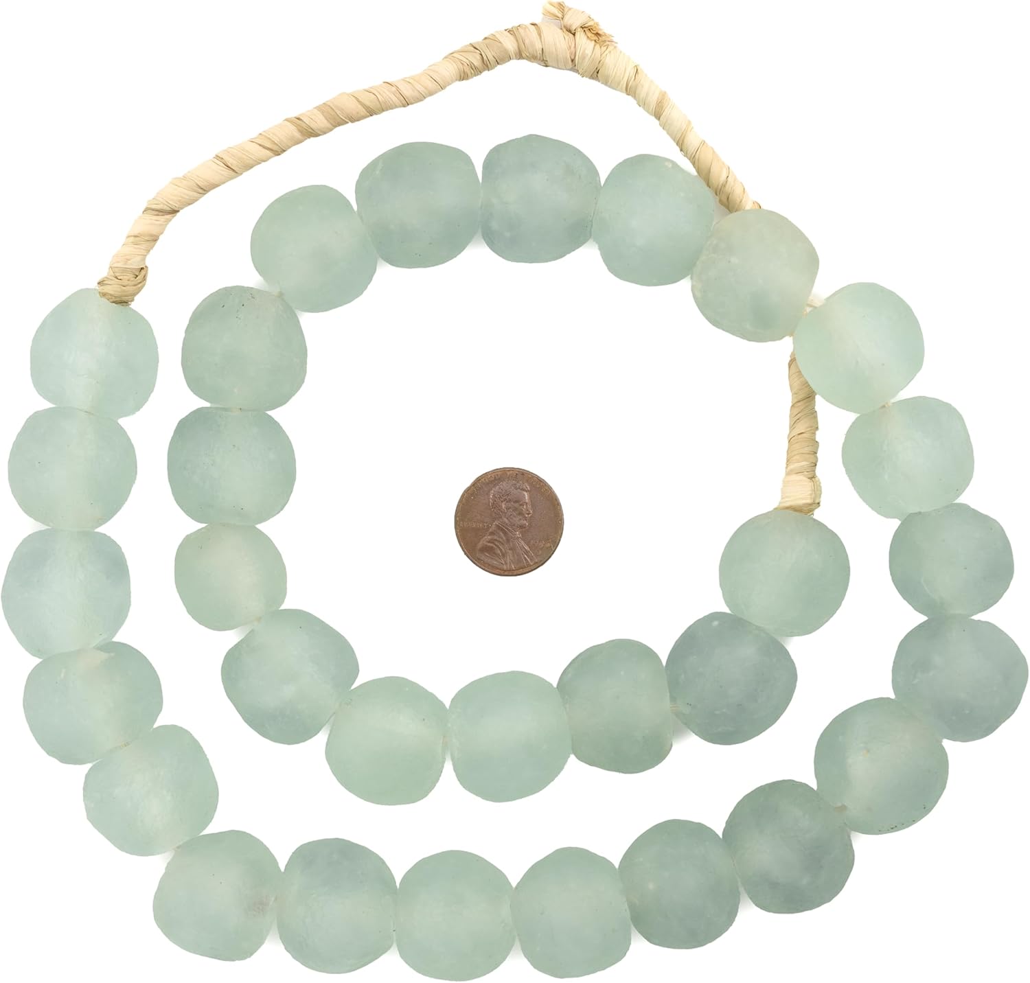 Jumbo Recycled Glass Beads, 21–25mm – African Sea Glass for Wall Hangings, Coffee Table Decor, Shelf Styling, and Home Accents – (Clear Aqua) – The Bead Chest