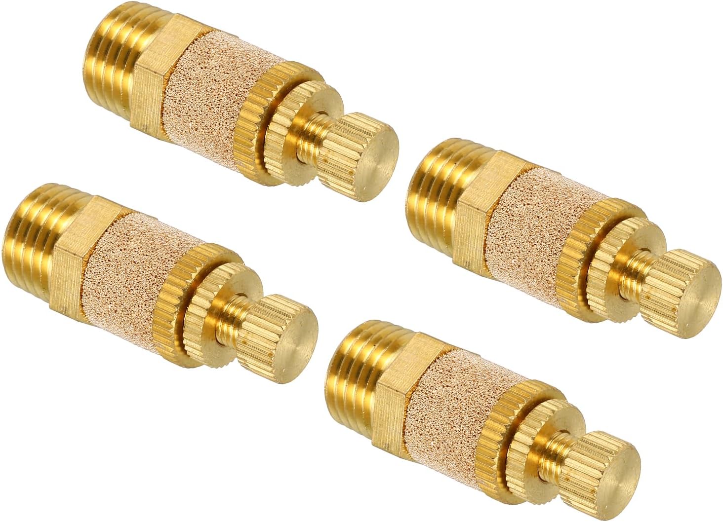 MECCANIXITY 4pcs Male Air Pneumatic Mufflers 1/4" NPT Sintered Bronze Muffler Air Line Fittings for Pneumatic Tool and Industrial Machinery