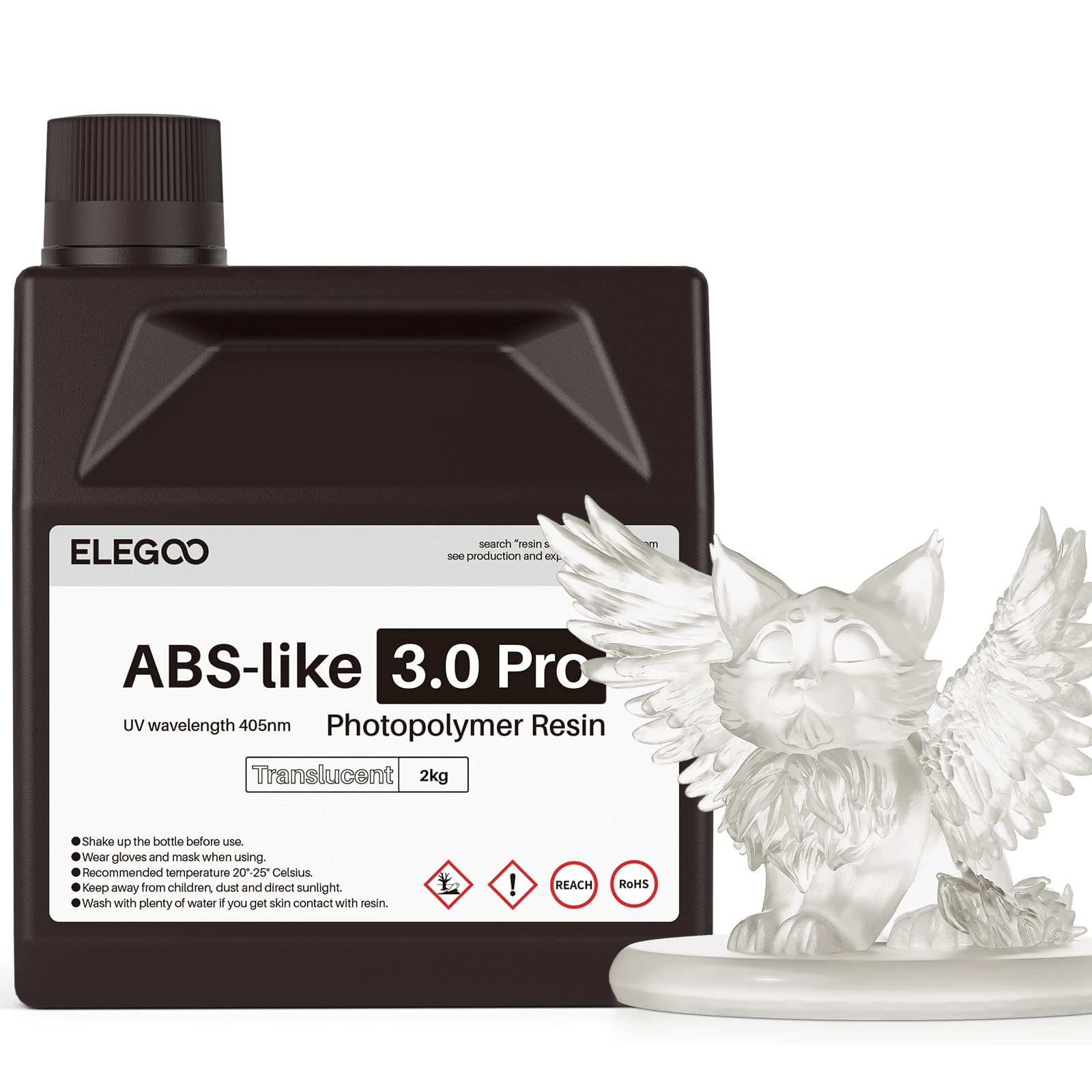ELEGOO ABS-Like Resin 3.0 Pro, 3D Printer Resin with Low Viscosity and High Precision, 405nm Rapid UV-Curing Photopolymer Resin, 3D Resin for LCD/DLP