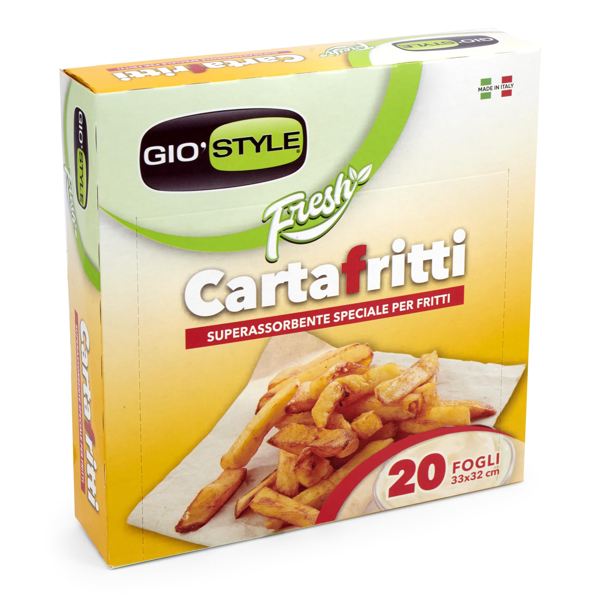 GIO'STYLE Lot de 20 Feuilles Cartafritti Fresh - 33 x 32 cm pour Friture Parfaite