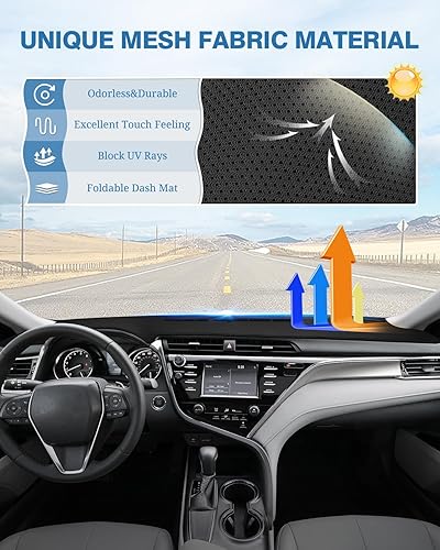 Miniatura 5 de FIILINES Funda para salpicadero compatible con Toyota Camry 2018-2021 2022 2023 (sin HUD), accesorios Camry para salpicadero, protector