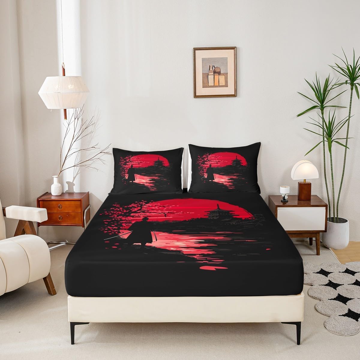 Erosebridal Stone Pattern Fitted Sheet Full Size Tie Dye Home Decor Bedding Set Abstract Fitted Sheet Blue Soft Bed Cover with Deep Pocket for Men Women Bedroom Decor（No Top/Flat Sheet）