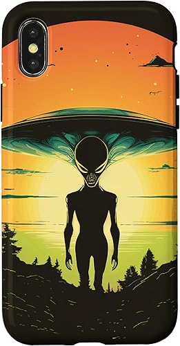 Vista 4 de iPhone 14 Pro Cute Green Alien Head UFO Space Face Alien Case