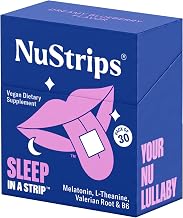 NuStrips™ Fast-Dissolving Sleep Strips with 5mg Melatonin, Valerian Root, L-Theanine & Vitamin B6 – Natural Sleep Aid, Vegan, Non-GMO, Gluten Free – Fall Asleep Fast, Wake Up Refreshed (30 Strips)