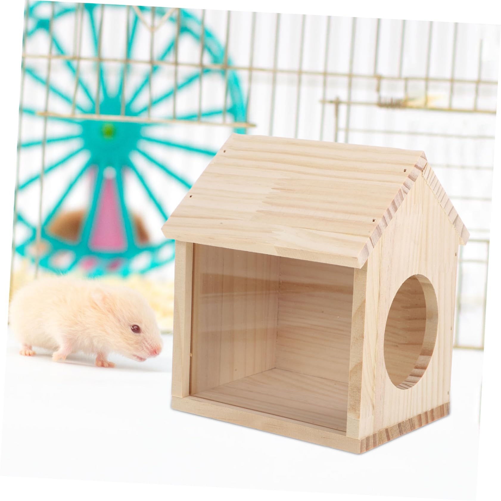 Holzhamsterhaus mit Transparentem Aufbau, Abnehmbar für Hamster
